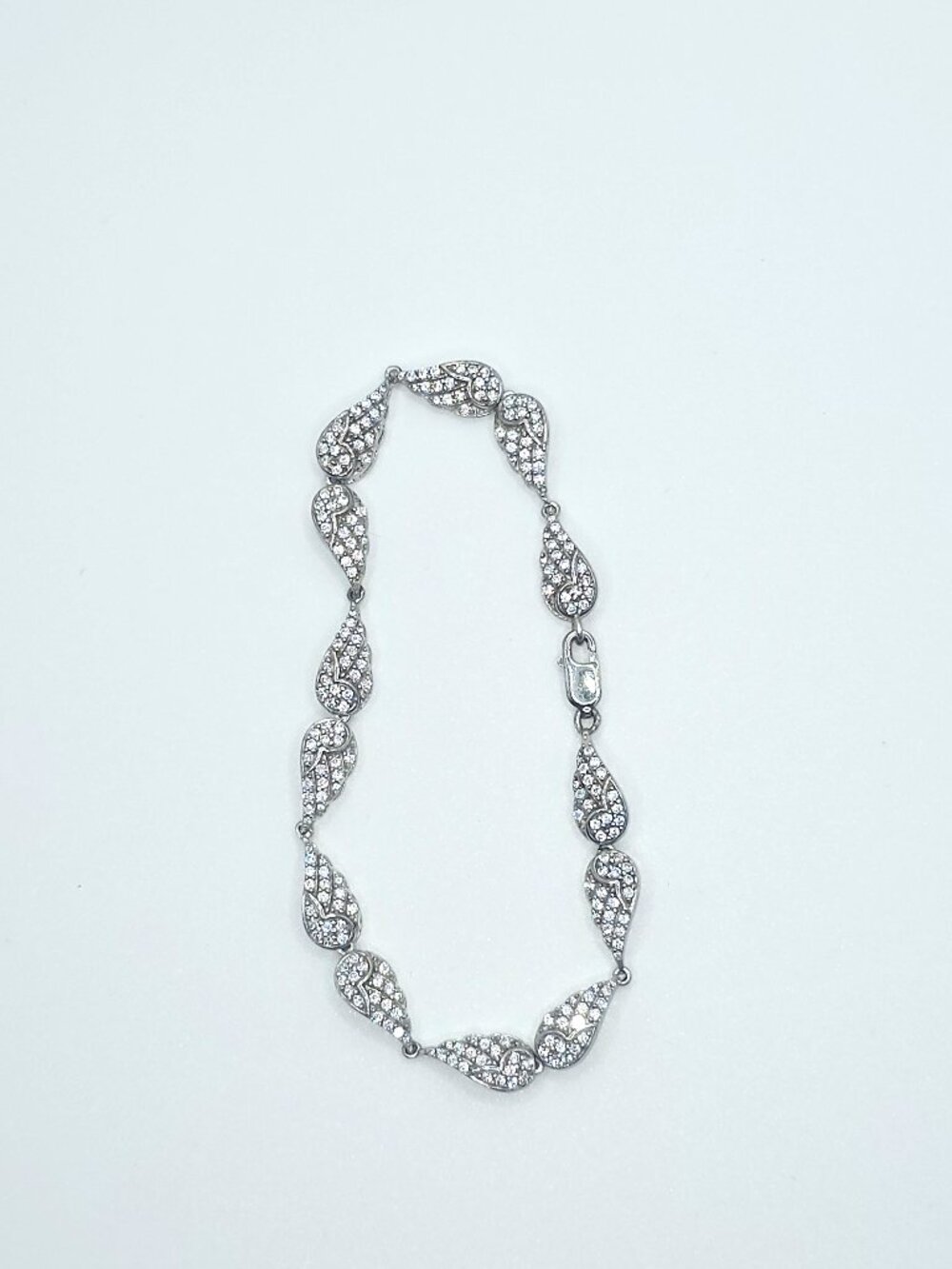 SJD 925 Angel Wing Lovemore Bracelet Rhinestones Sterling Silver 7" Gift